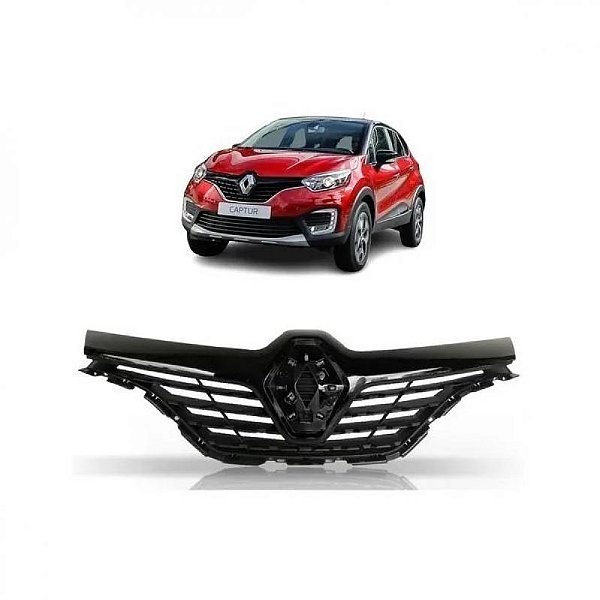 Grade do radiador captur renault de 2017 a 2022 preto brilhante