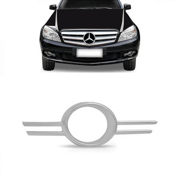 Moldura inferior do para choque para farol auxiliar c180 mercedes benz de 2008 a 2011 lado direito cromada