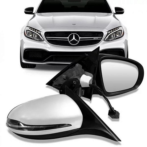Retrovisor c180 e c200 mercedes benz de 2015 a 2018 lado direito externo com pisca luz de cortesia rebatimento e aquecimento