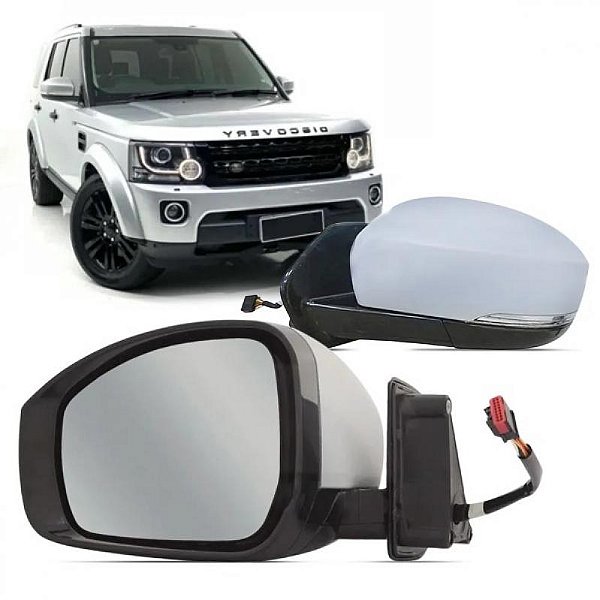 Retrovisor discovery 4 land rover de 2015 a 2018 lado direito elétrico com rebatimento aquecimento inclinação automática pisca e luz de cortesia