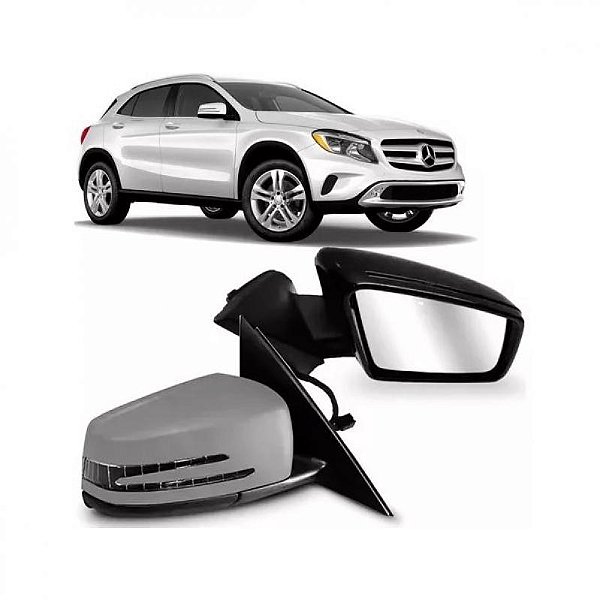 Retrovisor gla mercedes benz de 2014 a 2018 lado direito externo elétrico com aquecimento inclinação automática pisca e luz de cortesia