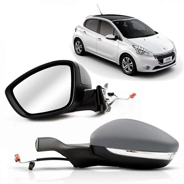 Retrovisor externo 208 peugeot de 2012 a 2020 lado esquerdo elétrico com pisca nove fios