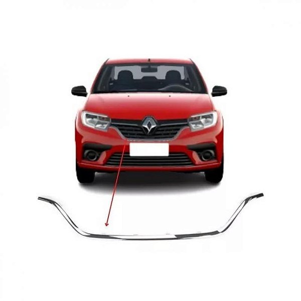 Moldura para choque da grade do radiador sandero renault de 2020 a 2025 inferior cromada