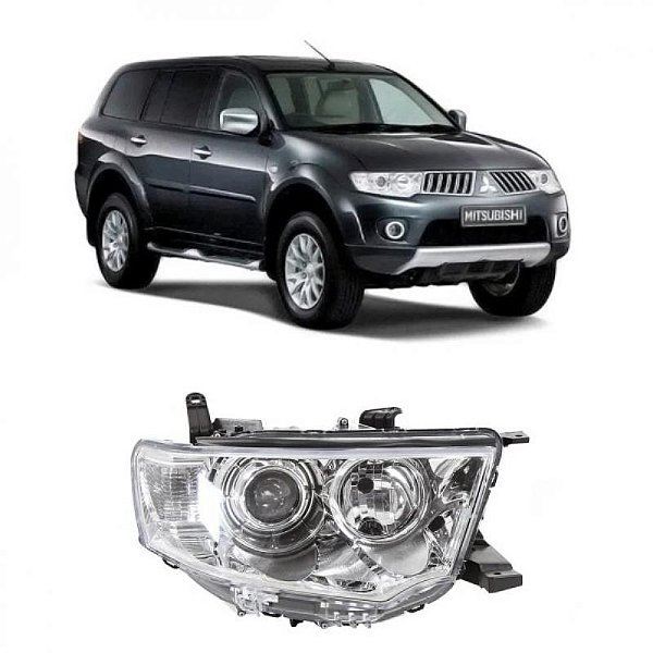 Farol pajero dakar mitsubishi de 2009 a 2013 lado esquerdo cromado