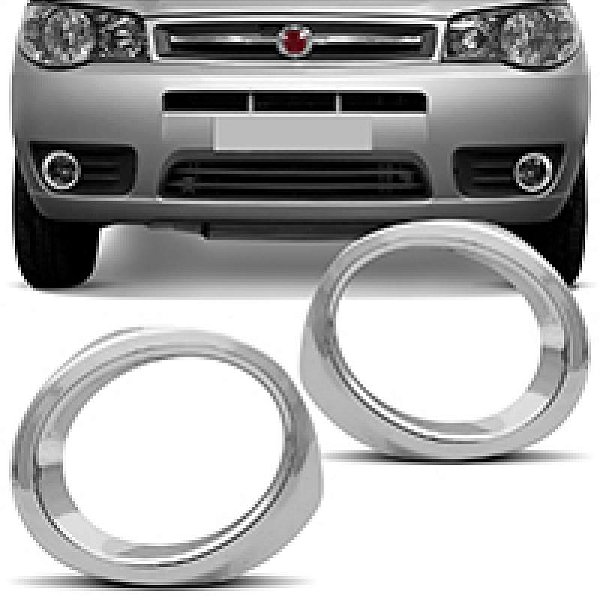 Kit de copo de farol auxiliar palio fiat de 2008 a 2011 cromado weekend e locker