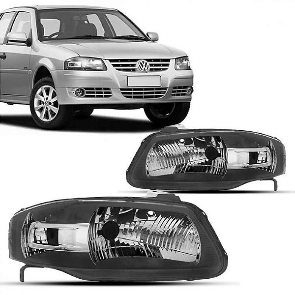 Farol gol volkswagen de 2006 a 2008 lado esquerdo máscara cinza escuro friso cromado geração quatro