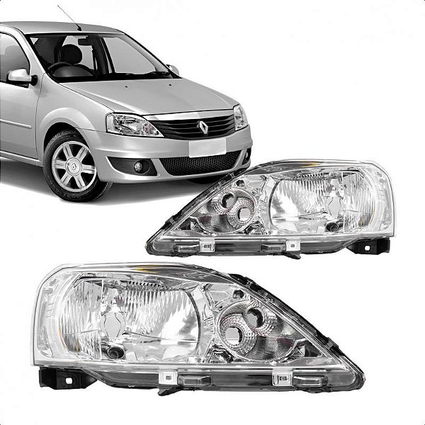 Farol logan renault de 2011 a 2013 lado esquerdo cromado