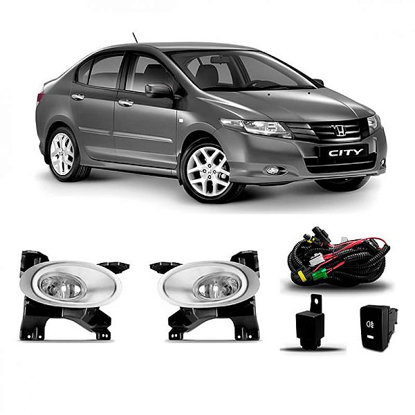 Kit de farol auxiliar city honda de 2009 a 2011 com aro cromado