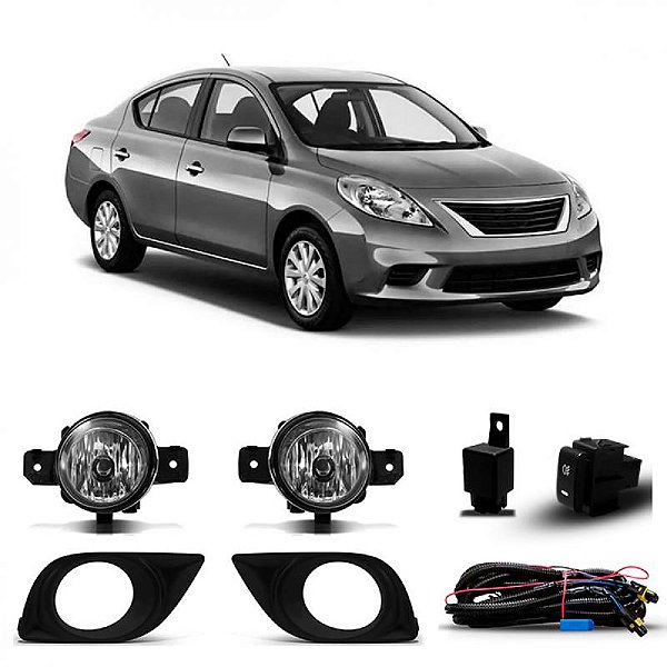 Kit de farol auxiliar versa nissan de 2011 a 2014 com grade