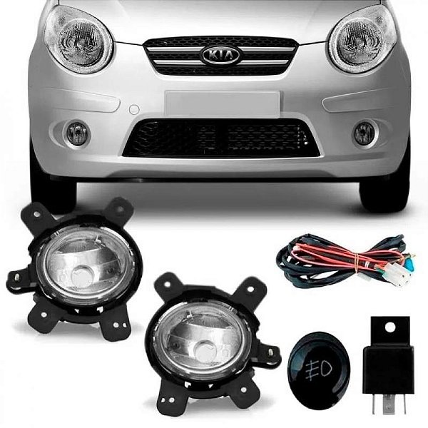 Kit de farol auxiliar picanto kia de 2005 a 2008 completo