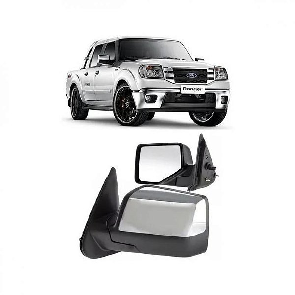 Retrovisor externo ranger ford de 2010 a 2012 lado esquerdo cromado manual
