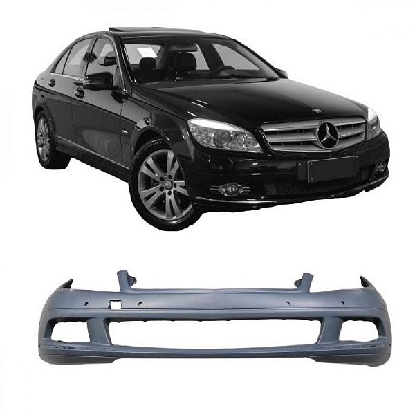 Para choque c180 mercedes benz de 2008 a 2011 dianteiro sem furo para esguicho com furo para sensor e com furo para friso