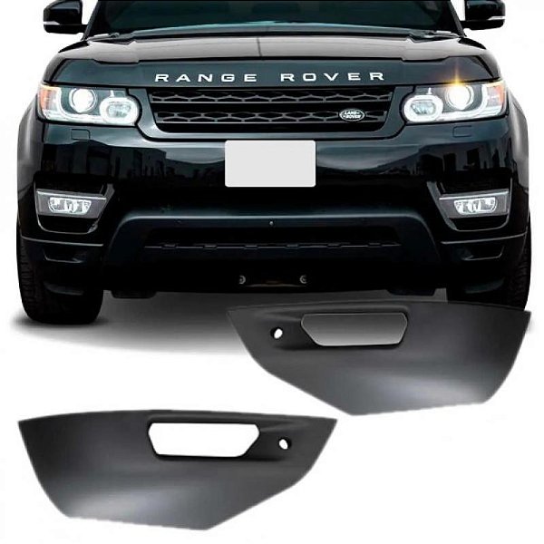 Moldura inferior do para choque range rover land rover de 2014 a 2018 dianteira lado esquerdo com friso cromado e furo para sensor versão sport