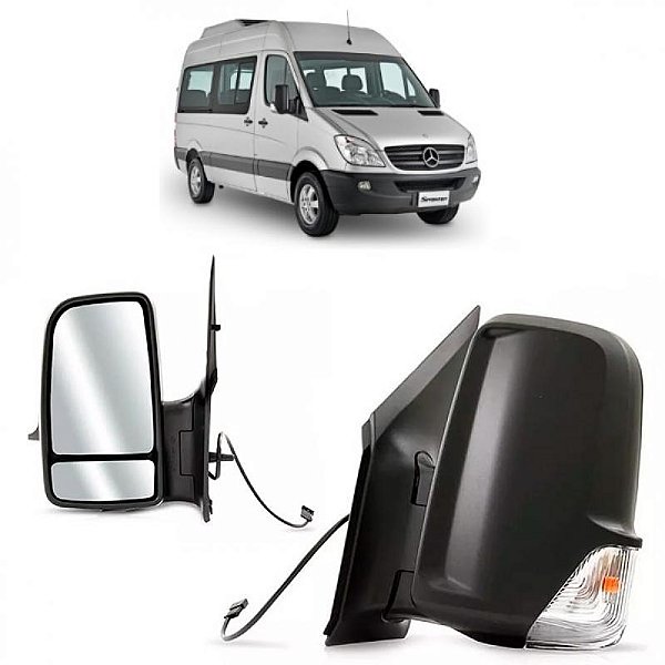 Retrovisor externo sprinter mercedes benz de 2012 a 2016 lado esquerdo fixo elétrico com aquecimento com braço longo e fio longo