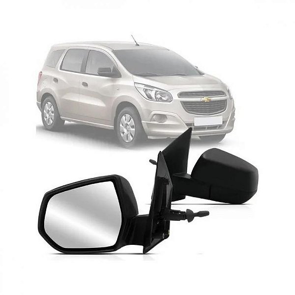 Retrovisor externo spin chevrolet de 2012 a 2024 lado esquerdo com controle manual e capa texturizada sem pisca