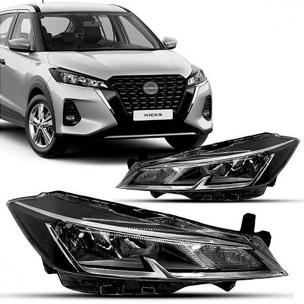 Farol kicks nissan de 2022 a 2024 lado esquerdo elétrico com motor sem LED