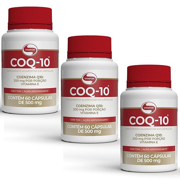kit 3x coenzima q10 (100mg) 60 cápsulas - Vitafor