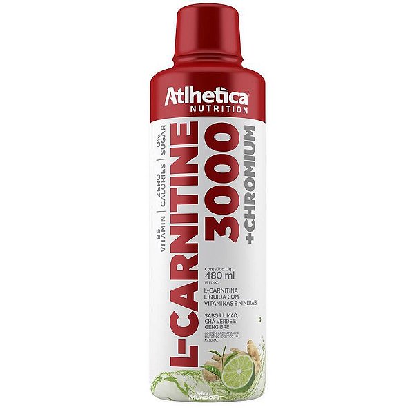 L-Carnitine 3000 480ml - Sabor Limão - Atlhetica Nutrition