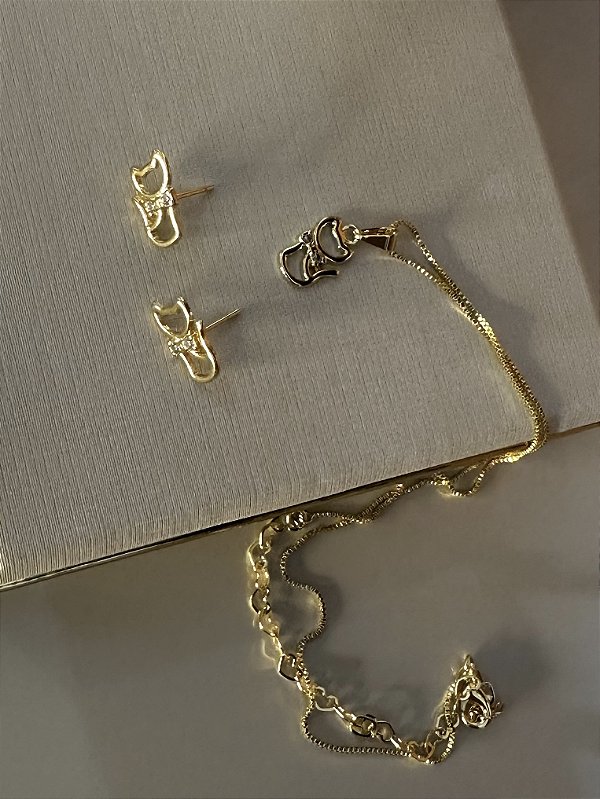 CONJUNTO GATO GRAVATA CRAVEJADO