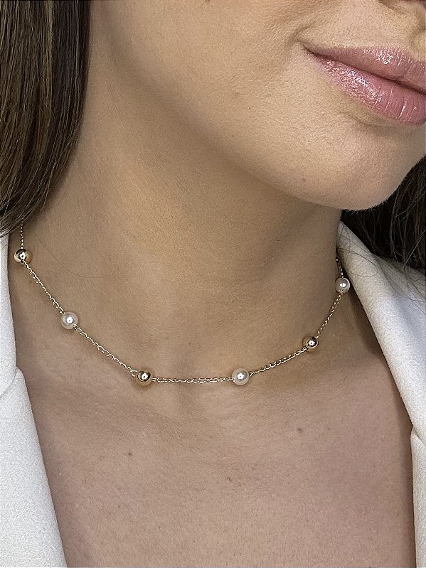 CHOKER PÉROLA + ESFERA