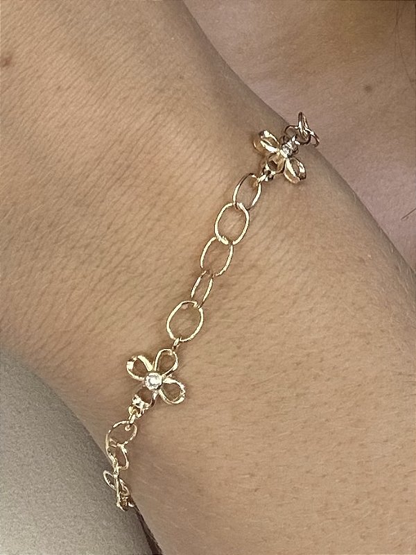 PULSEIRA FLOR VAZADA + CRISTAIS