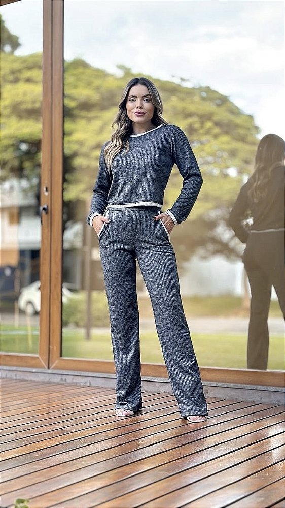 CONJUNTO CANELADO MANGA LONGA
