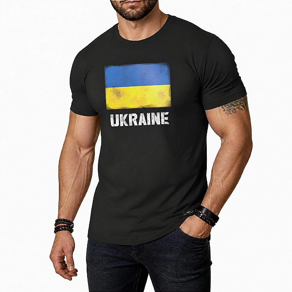 Camiseta Ukraine Masculina Aliança Militar - Preta