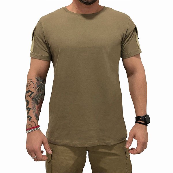 Camiseta Combat Masculina Rapina Militar - Coyote