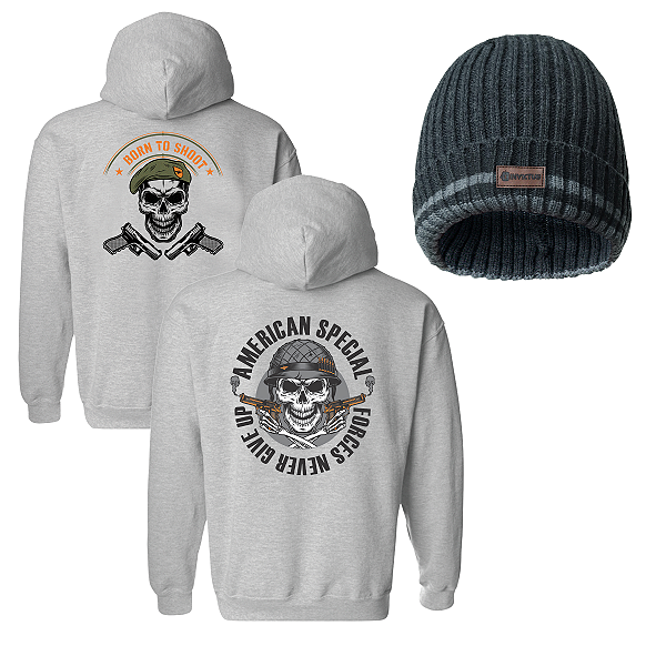 Kit Inverno - Moletom + Gorro Alaska Gray Man Cinza