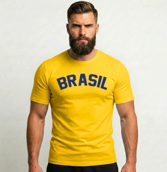 Camiseta Masculina Brasil (Logo Azul) - Team Six