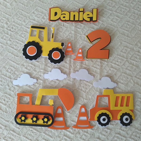 Topo de bolo Trator personalizado