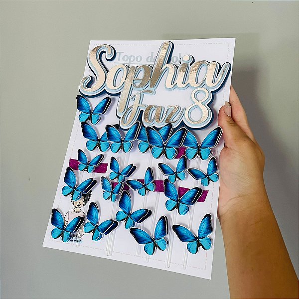 Topo de bolo borboletas personalizado