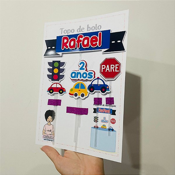 Topo de bolo carrinhos personalizado