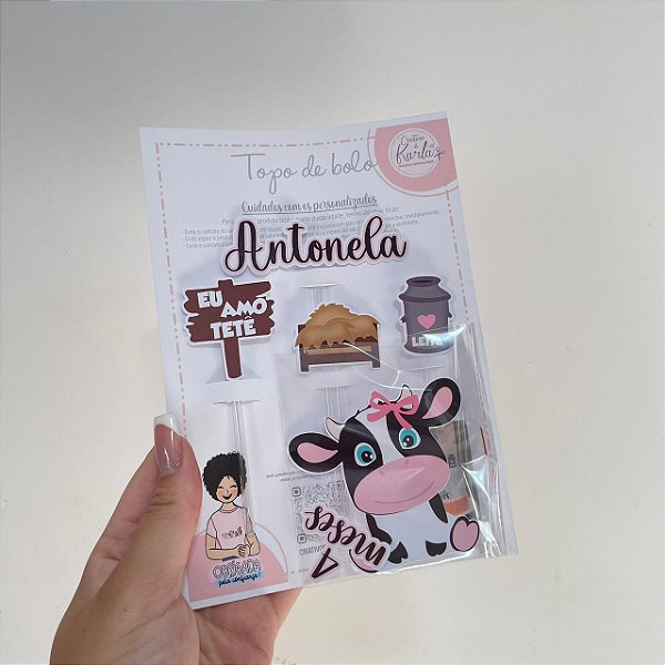 Topo de bolo eu amo tetê personalizado