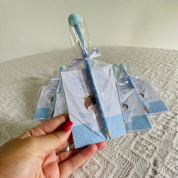 Bloquinho + lápis no tema batismo