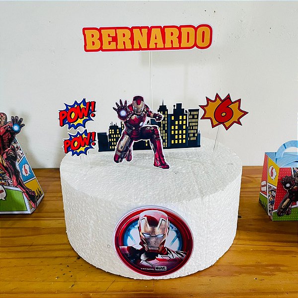 Topo de bolo homem de ferro personalizado