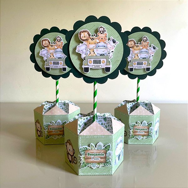 Centro de mesa safari