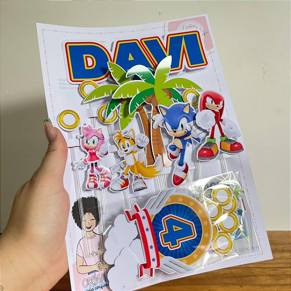 Topo de bolo sonic personalizado