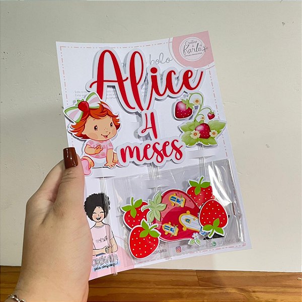 Topo de bolo moranguinho baby personalizado
