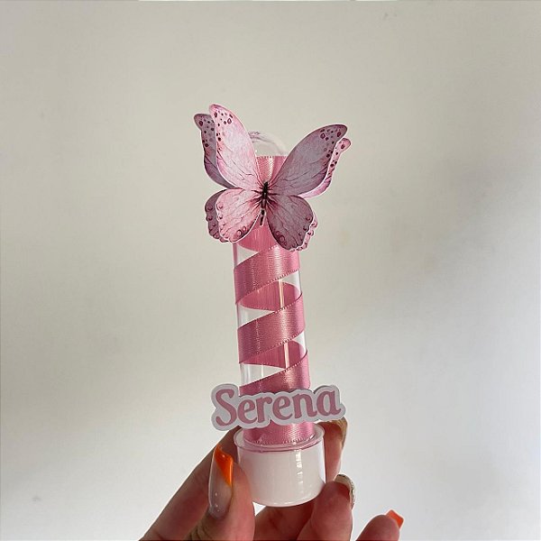 Tubetes acrílicos borboletas rosa