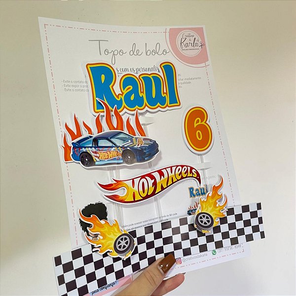 Topo de bolo Hotwheels personalizado