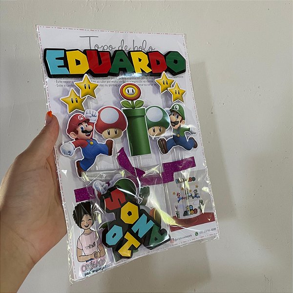Topo de bolo super mario personalizado mesclo