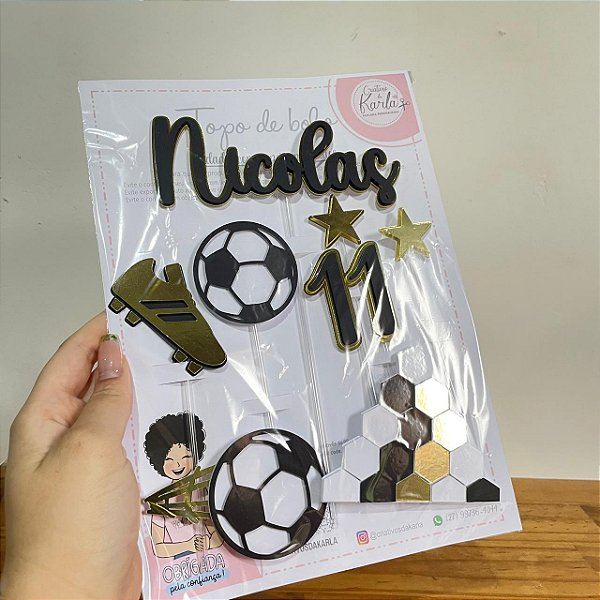 Topo de bolo futebol personalizado
