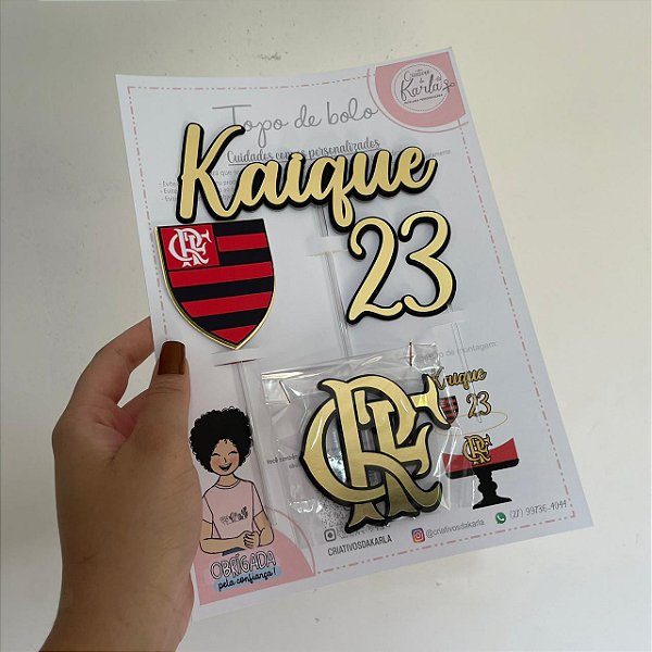 Topo de bolo flamengo personalizado