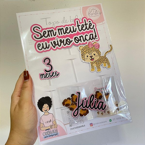 Topo de bolo onça personalizado