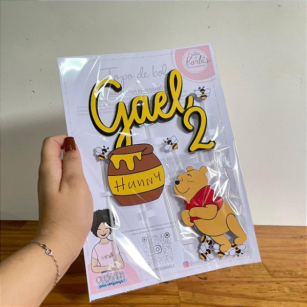 Topo de bolo ursinho pooh personalizado