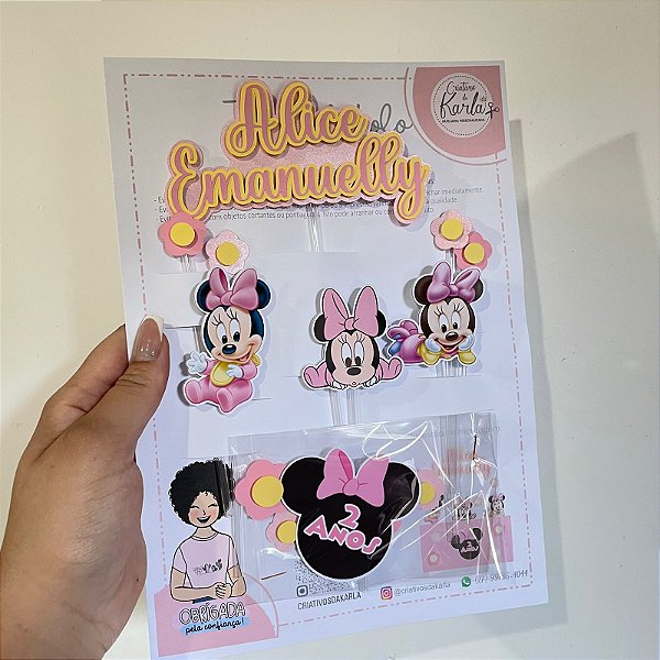 Topo de bolo minnie personalizado