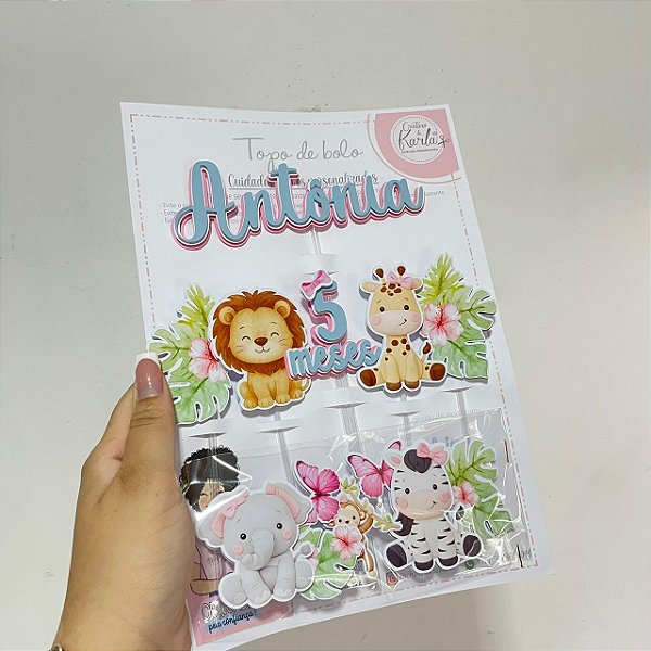 Topo de bolo safari personalizado