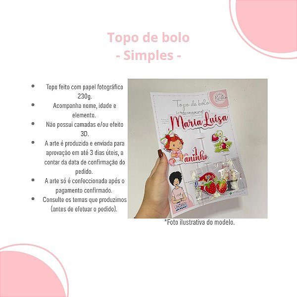 Topo de bolo SIMPLES personalizado - ESCOLHA O TEMA