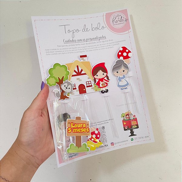 Topo de bolo chapeuzinho vermelho personalizado